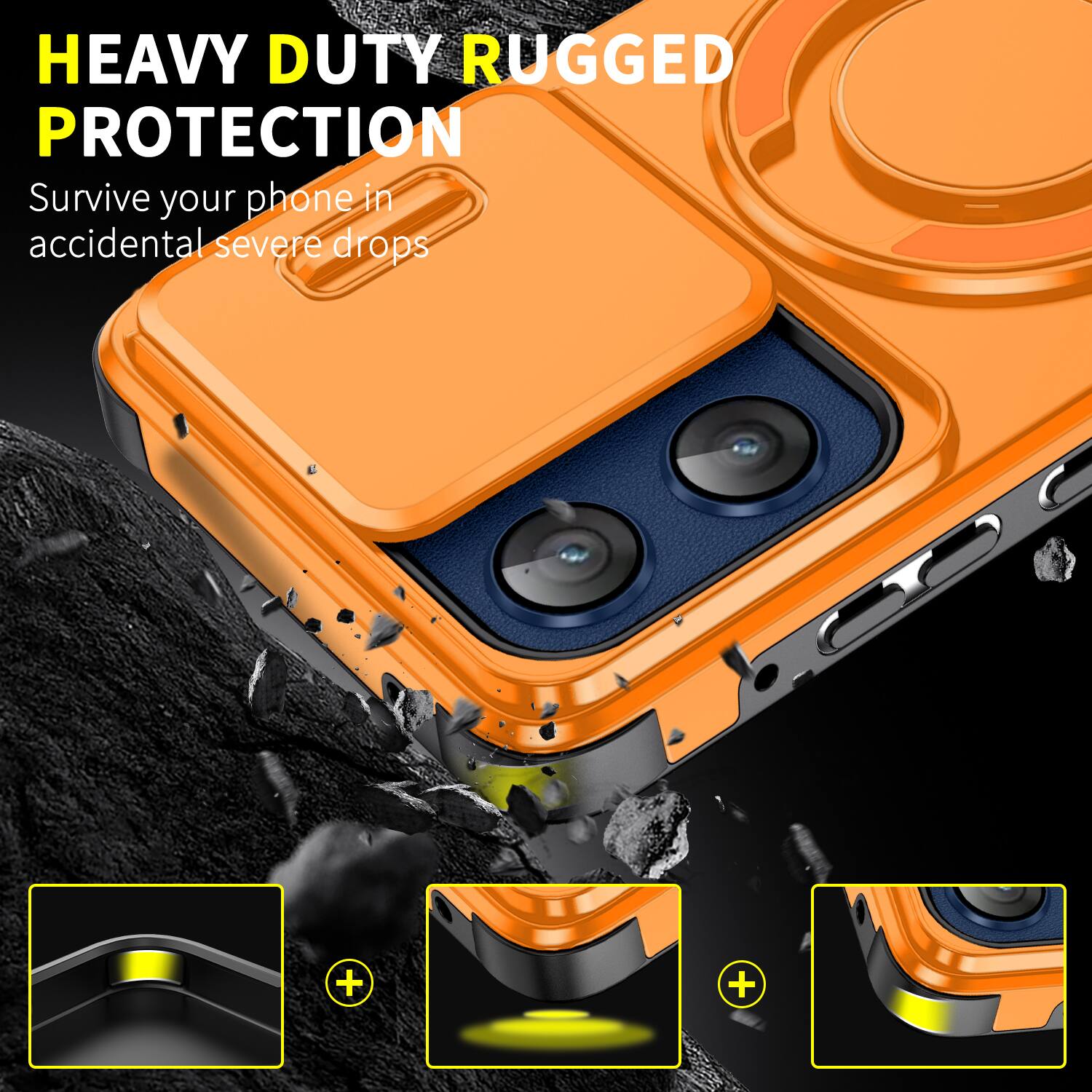 HEAVY DUTY RUGGED PROTECTION  
Survive your phone in accidental severe drops
