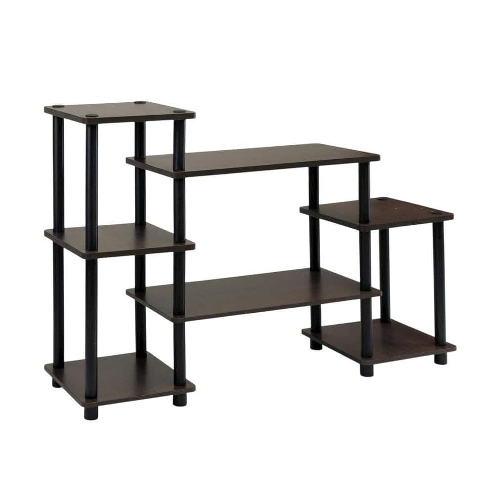FurniFact - No Tools Entertainment Center with Modern Design - Dark Brown/Black