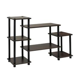 FurniFact - No Tools Entertainment Center with Modern Design - Dark Brown/Black