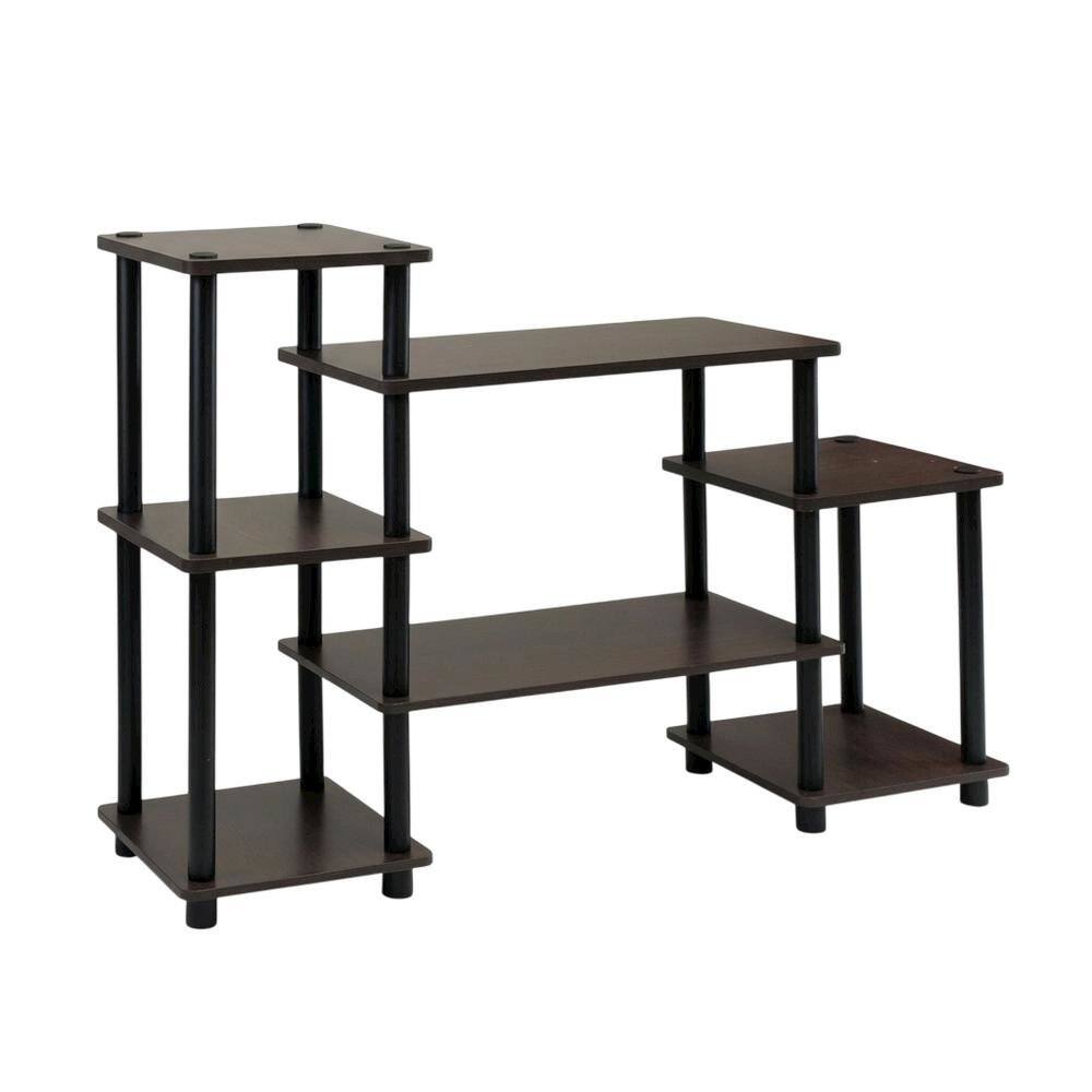 Left. FurniFact - Dark Brown/Black No Tools Entertainment Center with Modern Design - Dark Brown/Black.