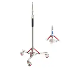 Front. Neewer - Basics Light Stand 4.3-10ft, 60lb, Casters.