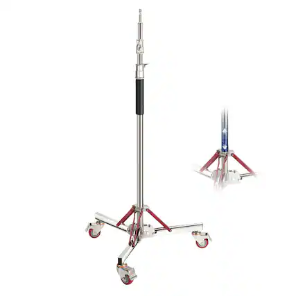 Front. Neewer - Basics Light Stand 4.3-10ft, 60lb, Casters.