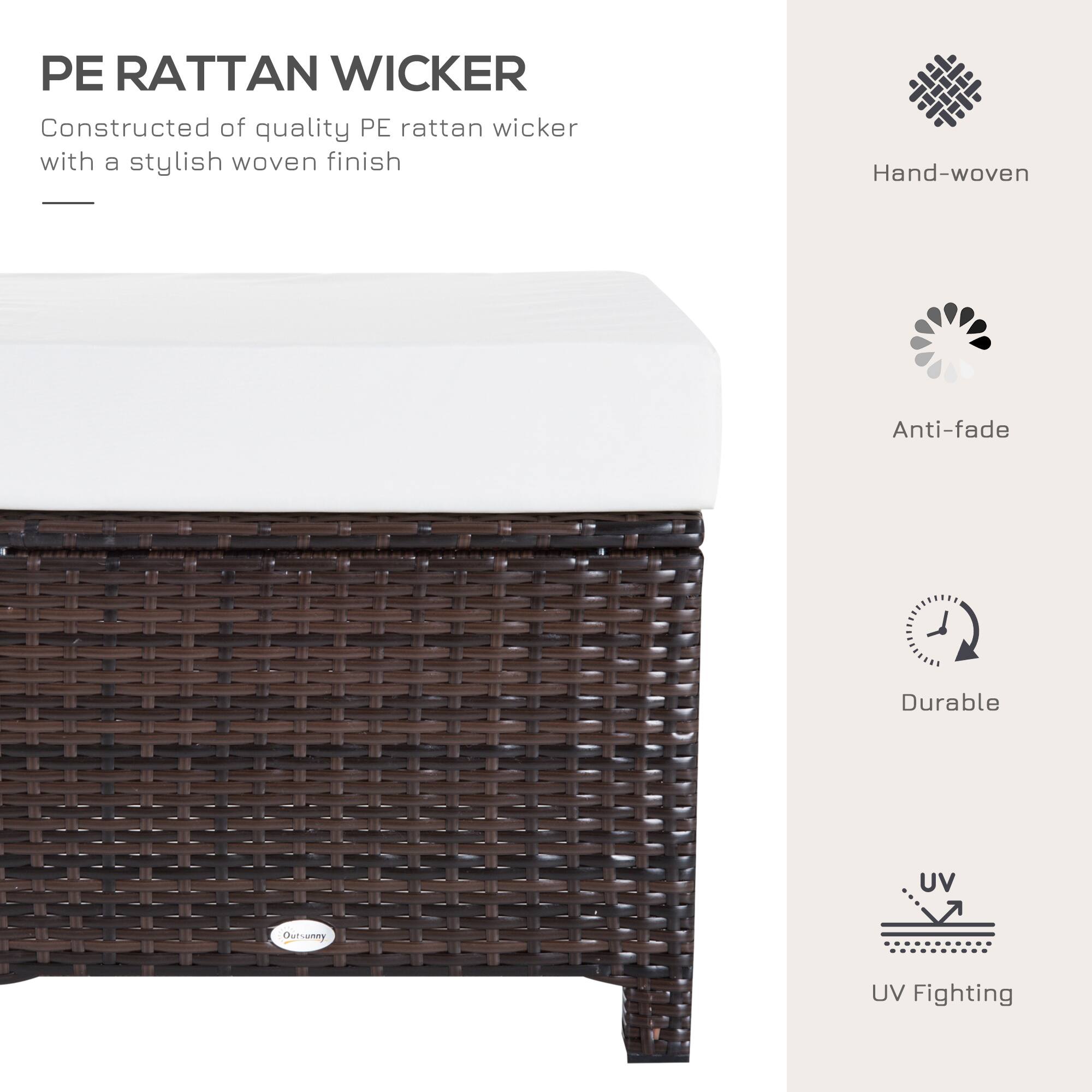PE RATTAN WICKER
Constructed of quality PE rattan wicker with a stylish woven finish
Hand-woven - Anti-fade - Durable - UV Fighting