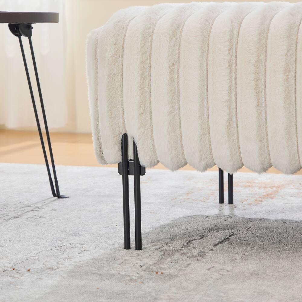 Alt View 7. Ropilly - Ropilly Mini Loveseat End of Bed Bench Small Sofa with Adjustable Back Upholstered Window Ottoman Entryway Seating Beige - Beige.