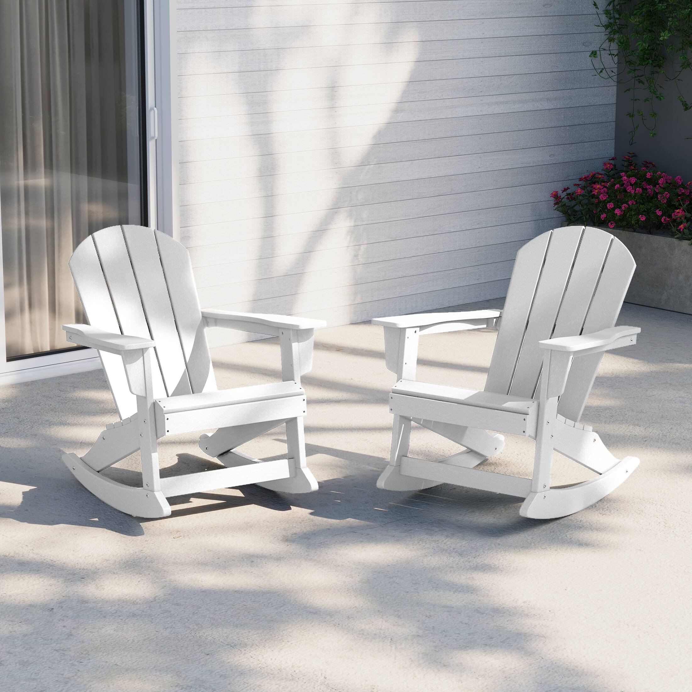 Angle. WestinTrends - WestinTrends Malibu 2 piece set Outdoor / Patio Poly Adirondack rocking chairs ( 2 seater ) - White.