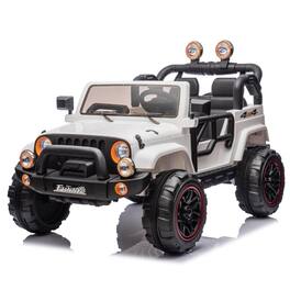 BreeBe - 24V Kids Ride-On Car with Parent Control, 2WD, Rear Suspension, Lights, Bluetooth, USB, Trunk, for Ages 3-8 - White