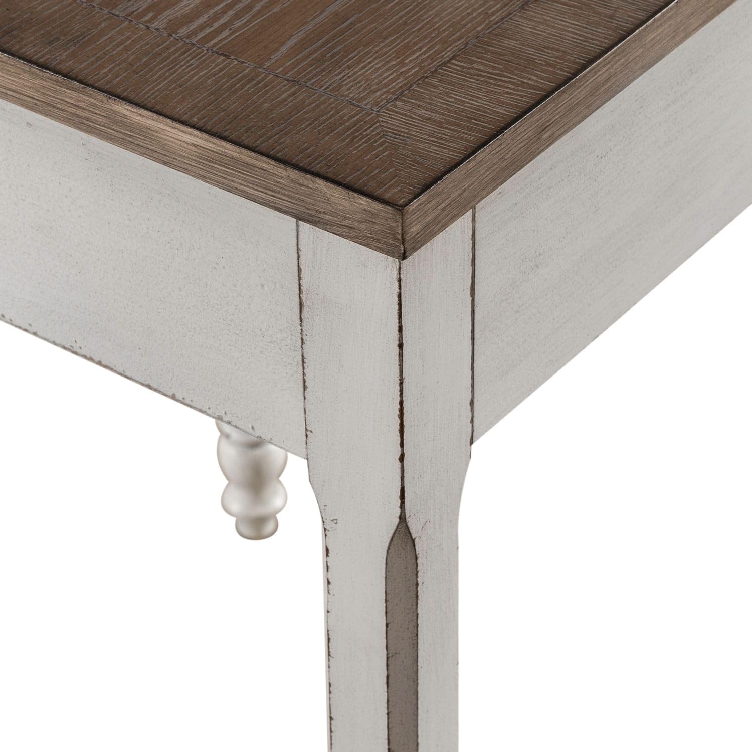 Alt View 1. Liberty Furniture Industries - Corner Filler Table European Traditional - Antique White & Weathered Bark - Antique White & Weathered Bark.
