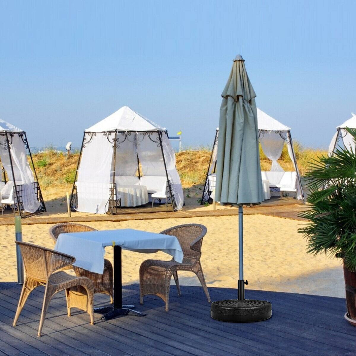 Alt View 4. Costway - 20'' Round 23L Water Filled Umbrella Base Stand Self-filled Patio Furniture - Black.