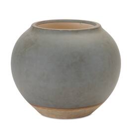 BreeBe - Two Tone Ceramic Vase 8.5"D - Grey, Brown