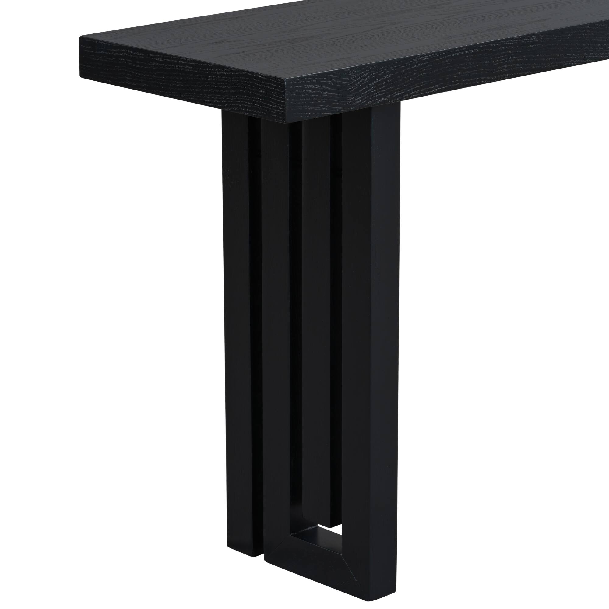 Alt View 4. TinyHomie - Uniquely Designed Oak Veneer Console Table with Distinctive Side Shapes Suitable for Entryway Hallway Living Room Foyer - Black.
