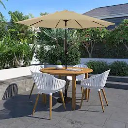 Mondawe - 9ft Patio Umbrella Outdoor Market Umbrella with Push Button Tilt & Crank - Taupe