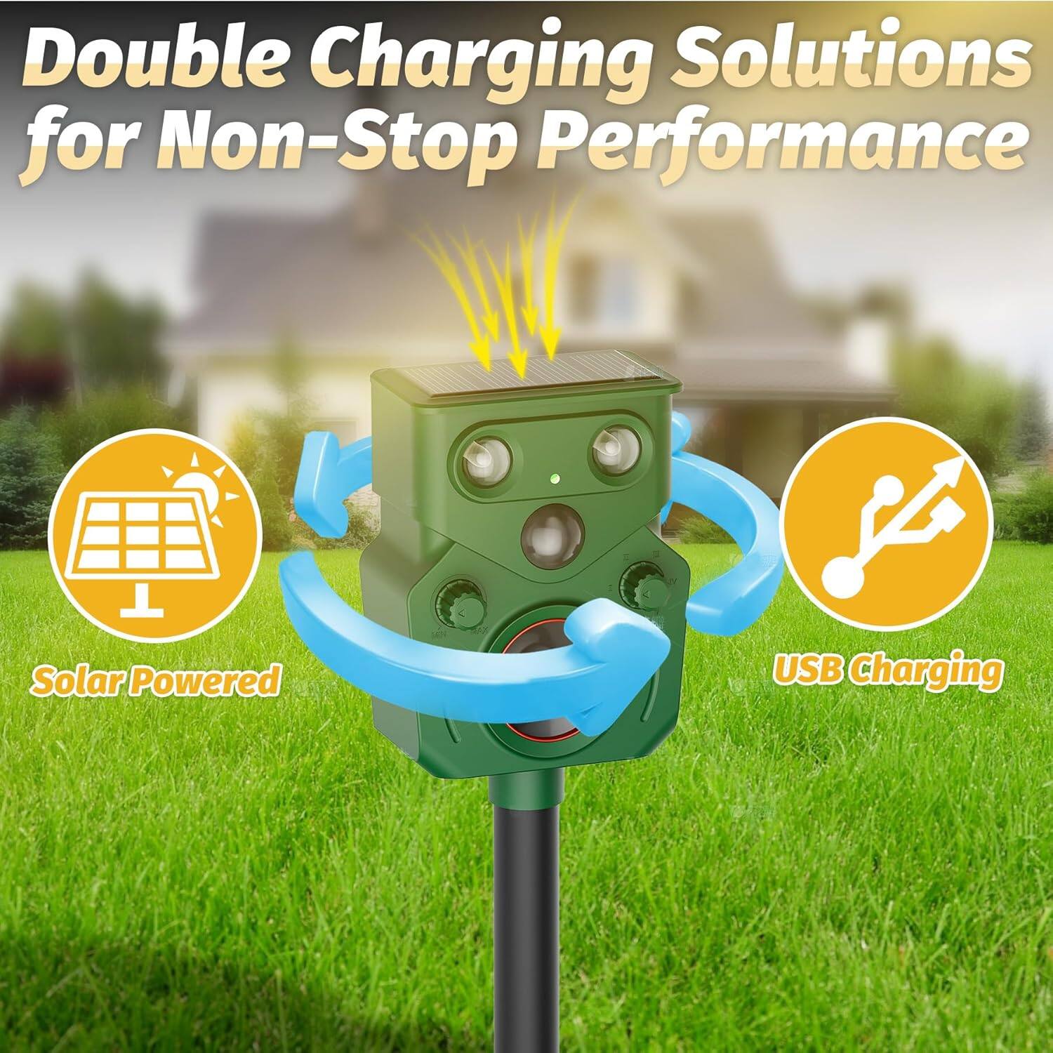 Double Charging Solutions for Non-Stop Performance  
Solar Powered  
USB Charging