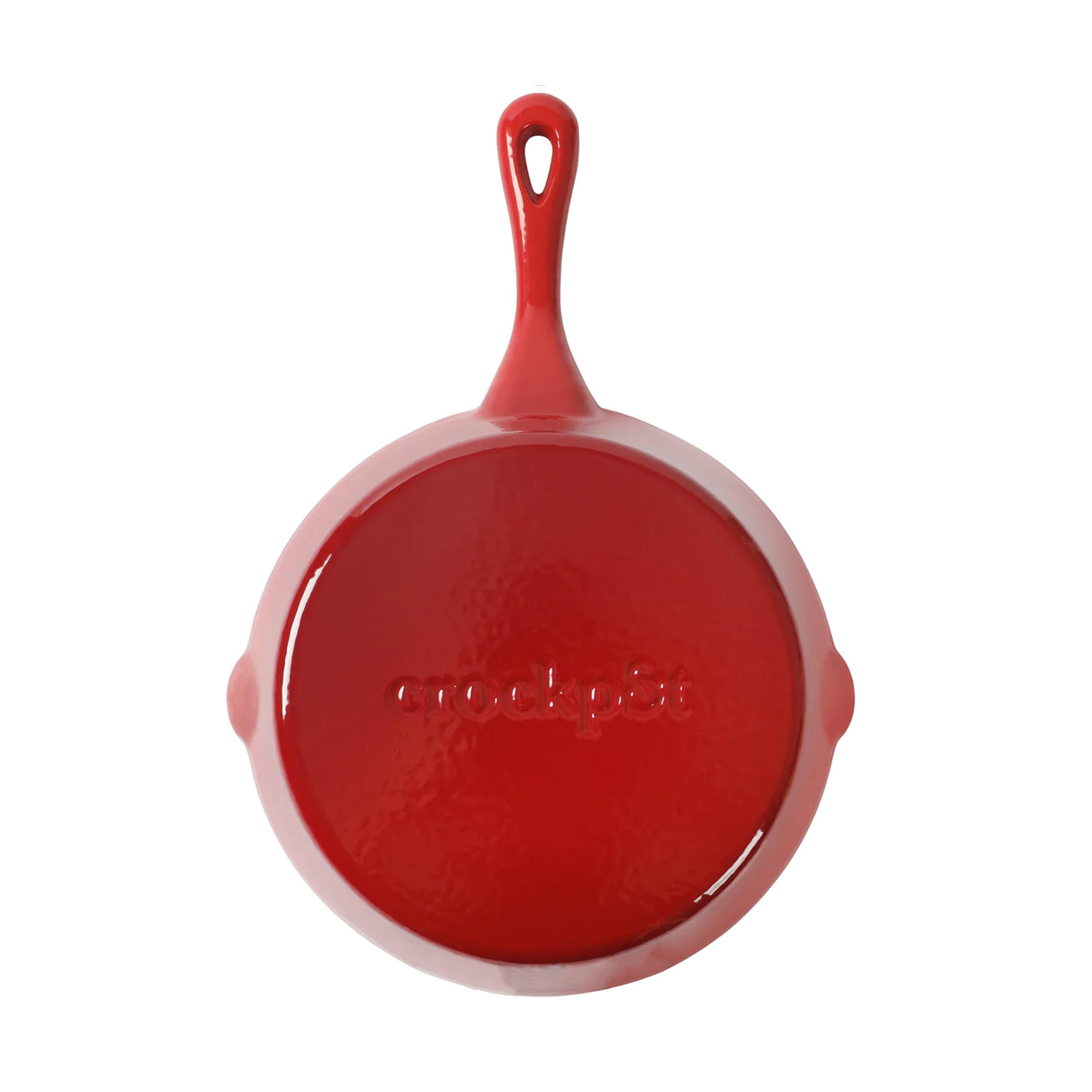 Alt View 2. Crock-Pot - Crock-Pot Artisan 8 Inch Enameled Cast Iron Round Skillet in Gradient Red - Gradient Red.