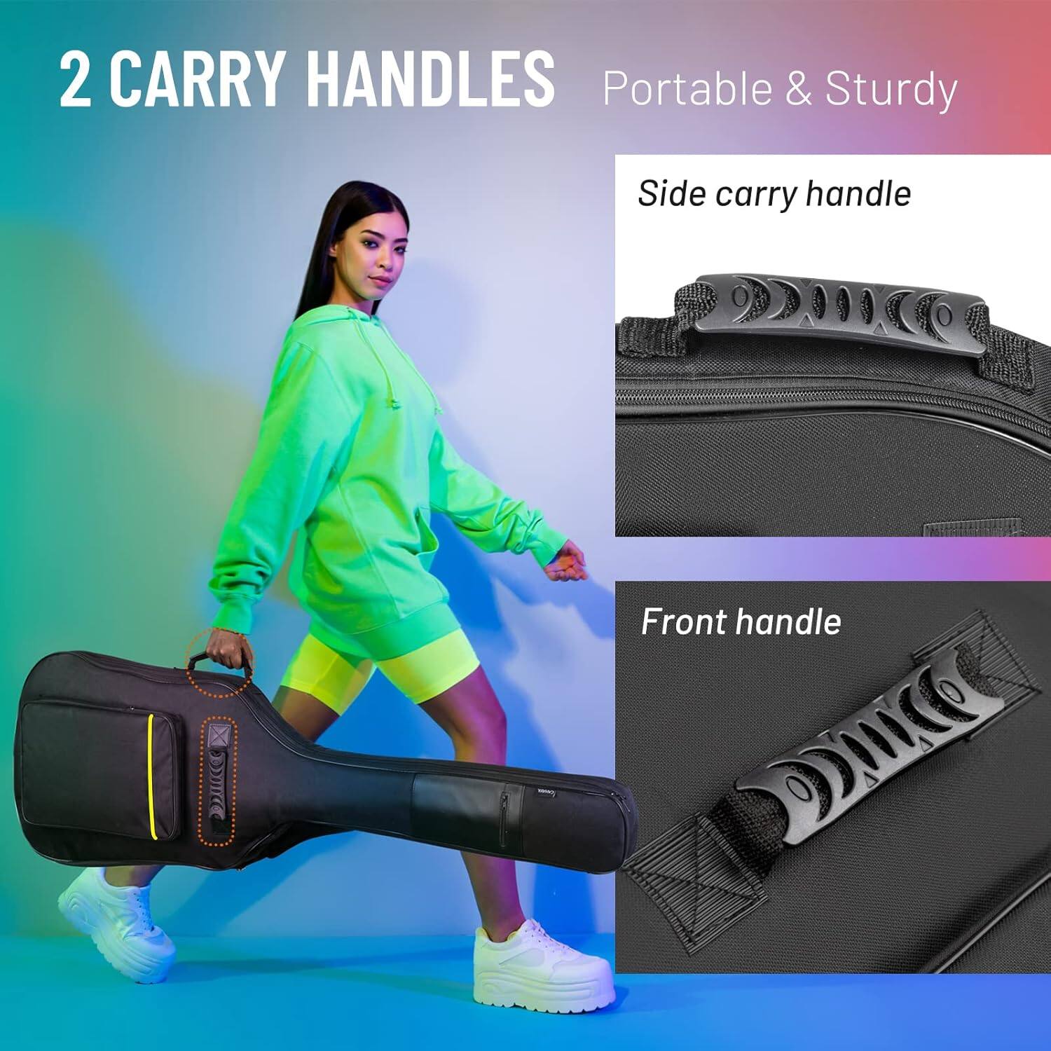 2 CARRY HANDLES  
Portable & Sturdy  

Side carry handle  

Front handle
