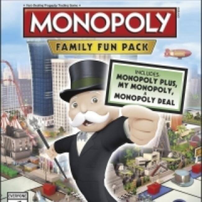 MONOPOLY FAMILY FUN PACK  
INCLUDES MONOPOLY PLUS, MY MONOPOLY, MONOPOLY DEAL - E (Everyone)