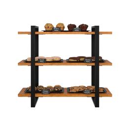 Koolmore - 28 In. 3-Tier Supermarket Wooden Display Rack (KM-SDW-3ROP) - Dark Wood Grain