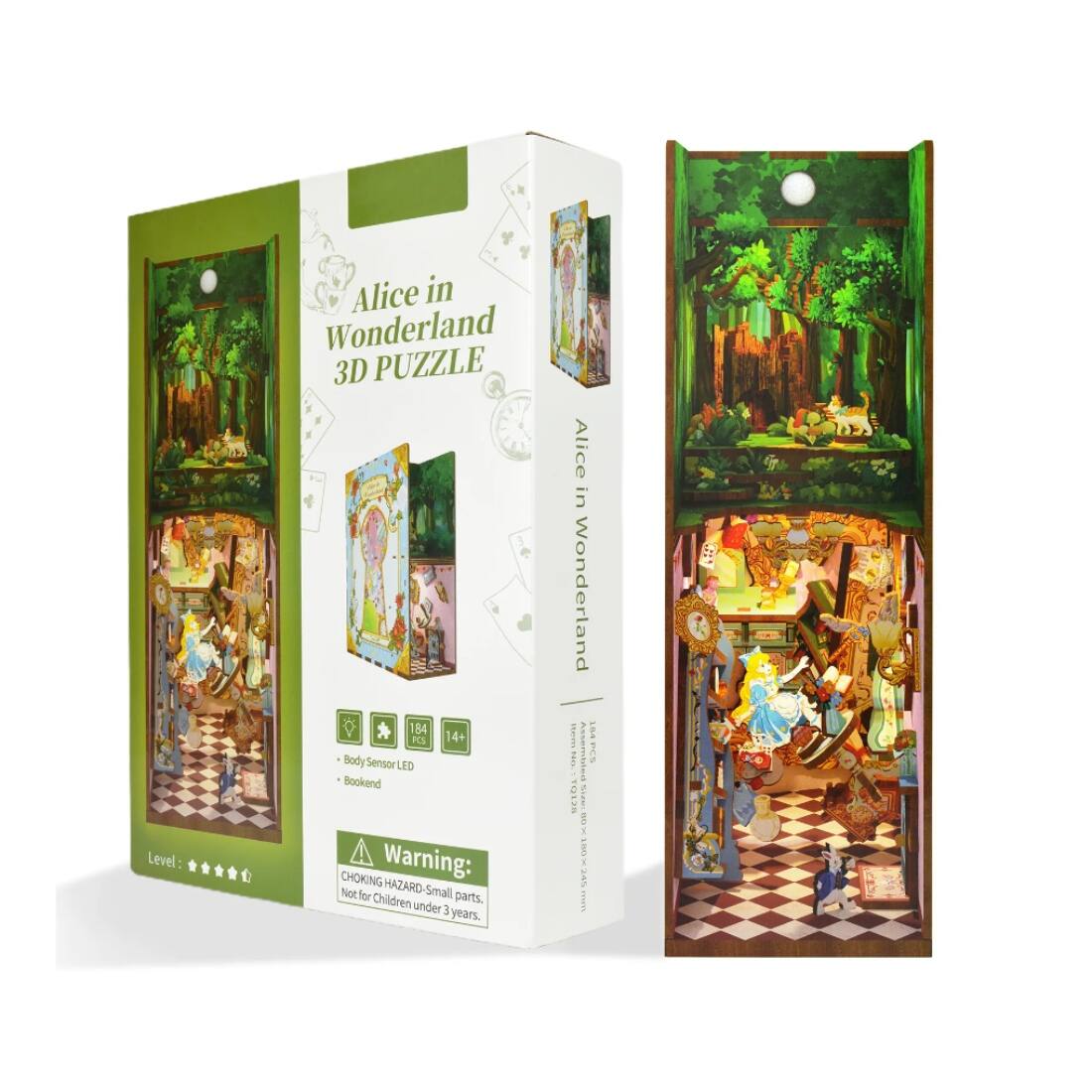 Left. 3D Puzzle - DIY 3D Book Nook Kit Alice's Adventure 184pcs.