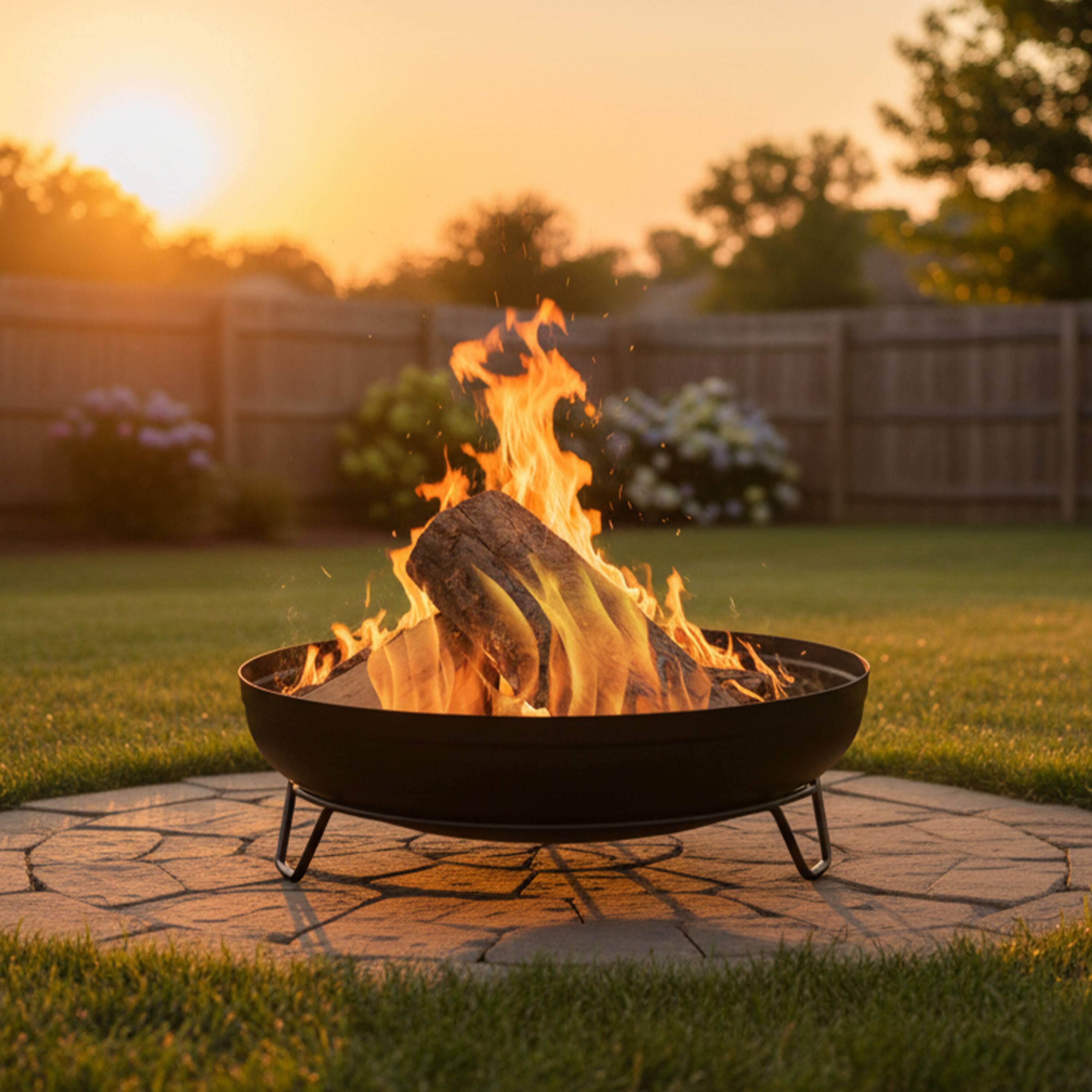 Alt View 9. Sunnydaze - 23 in Steel Wood-Burning Fire Pit Bowl with Stand - Black.