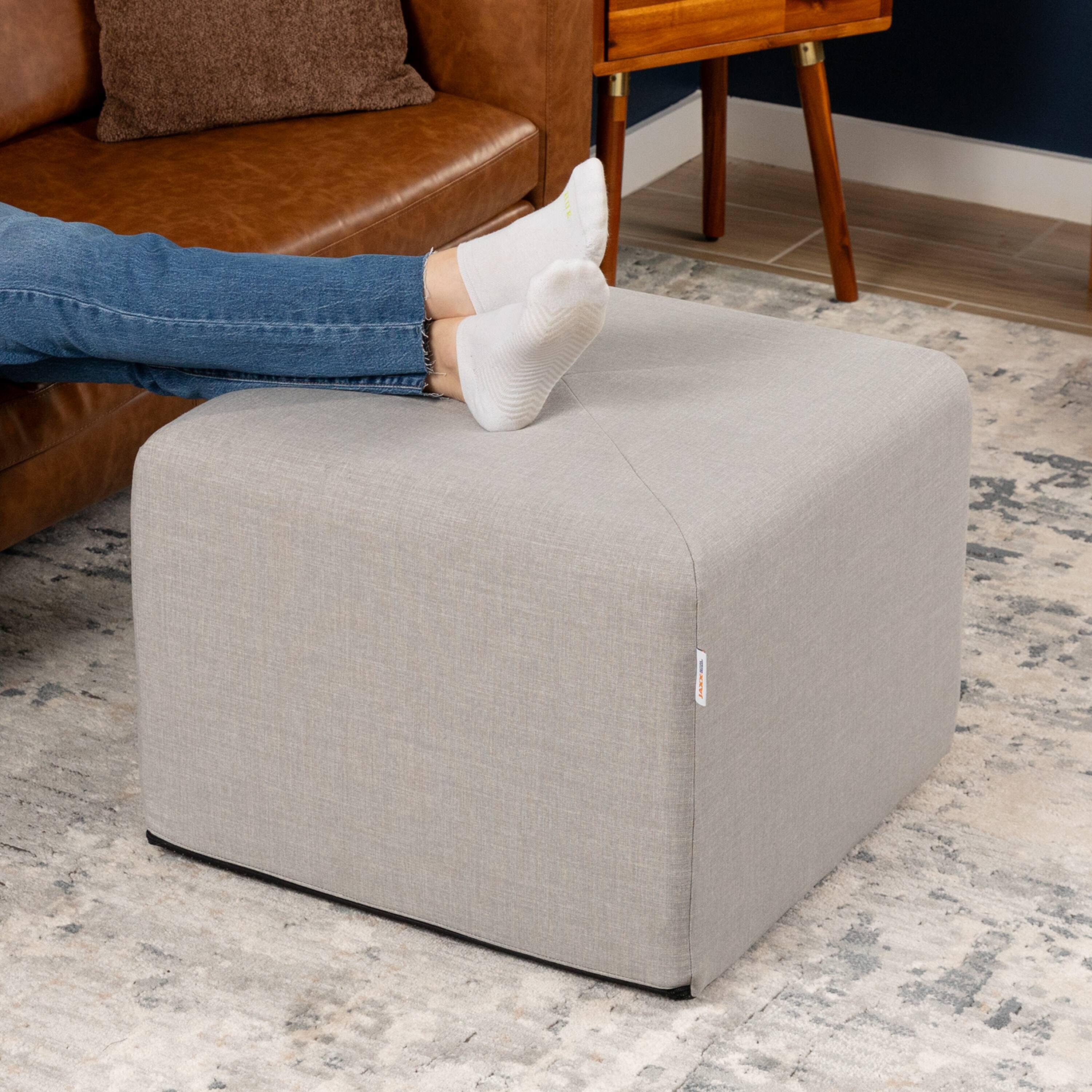 Angle. Jaxx - Jaxx Monroe Square Foam Ottoman with Stain Resistant Performance Fabric, Large (24 x 24 x 18), Shark Grey - Shark Grey.