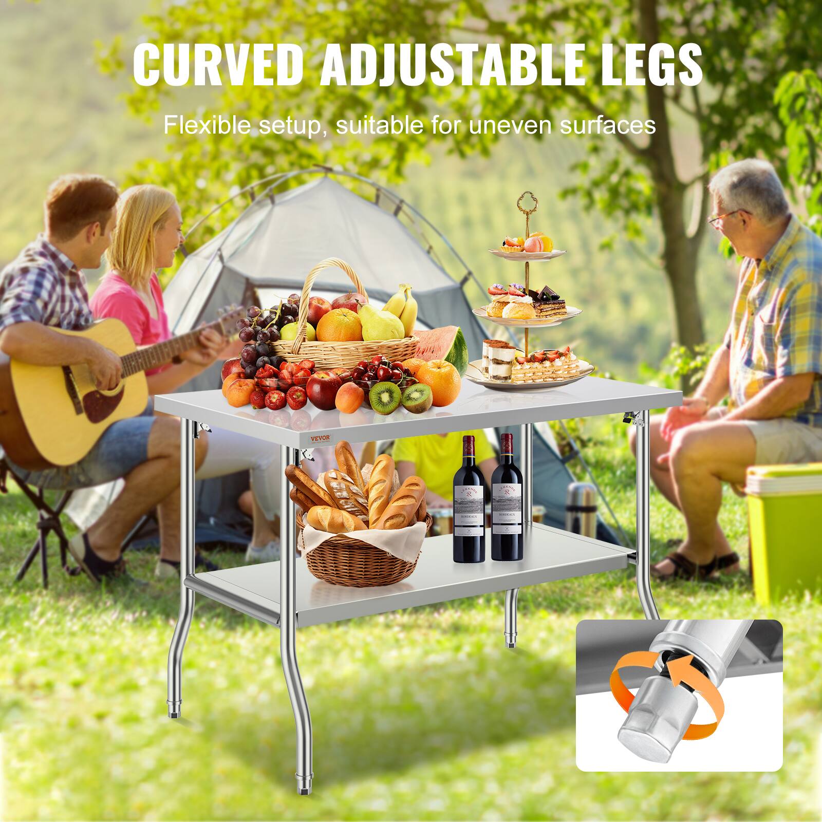 CURVED ADJUSTABLE LEGS  
Flexible setup, suitable for uneven surfaces