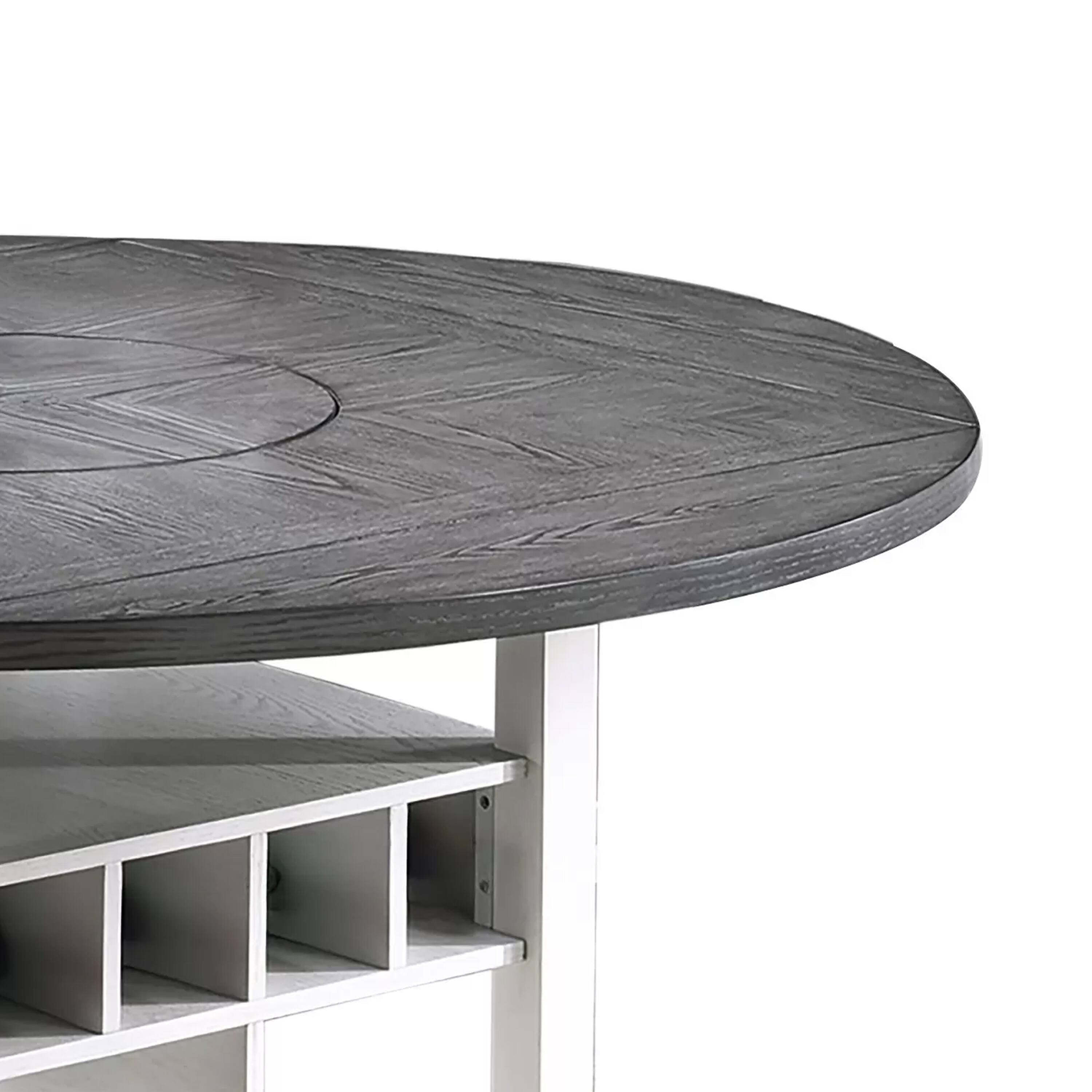 Alt View 3. Manhattan Lane - Vora Counter Height Storage Table, 4 Leaves, Antique White, 42-60 Inch - Gray, Antique White.