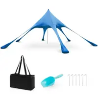 Costway - 20 x 20 FT Beach Sunshade Canopy UPF50+ with Carry Bag & 8 Sandbags & Shovel - Green - Front_Zoom