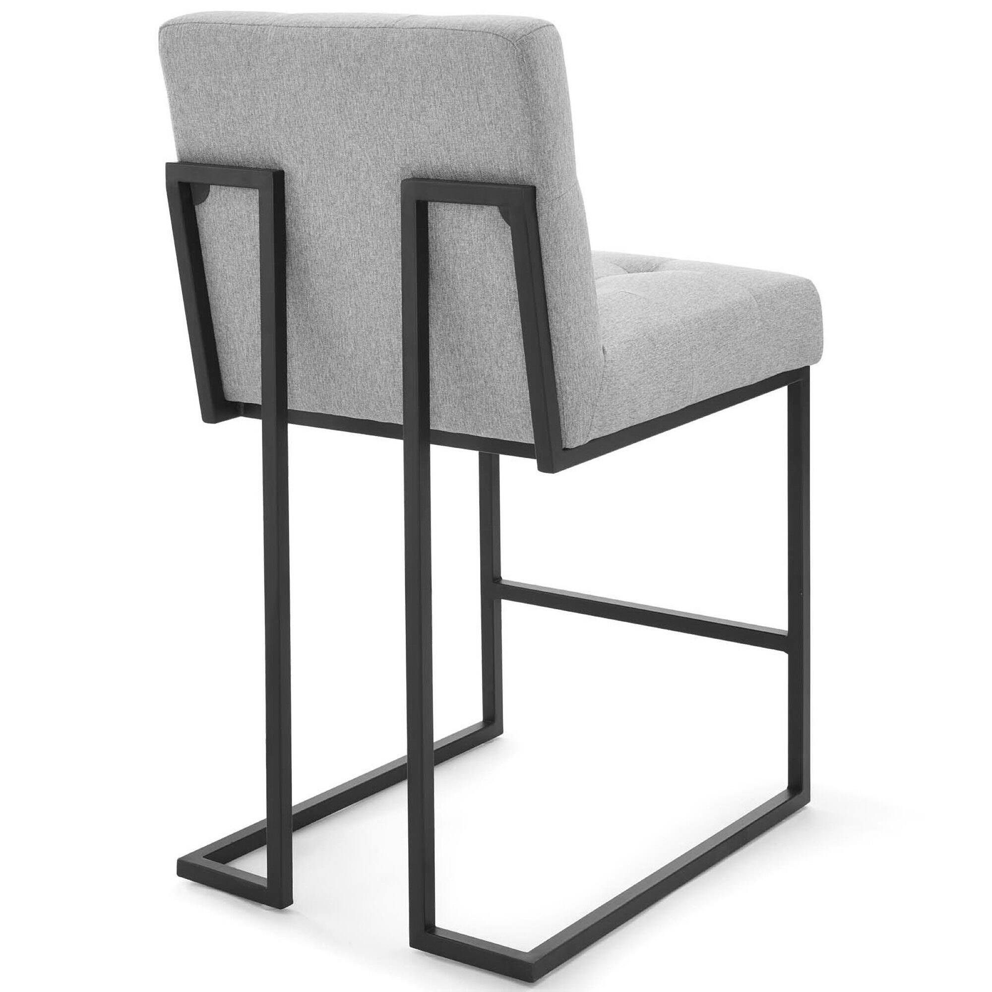Left. Modway - Privy Black Stainless Steel Upholstered Fabric Counter Stool by Modway - Gray.