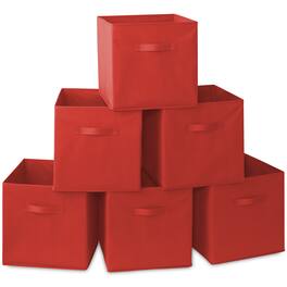Casafield - (Set of 6) Collapsible Fabric Cubes - Storage Bins - Red