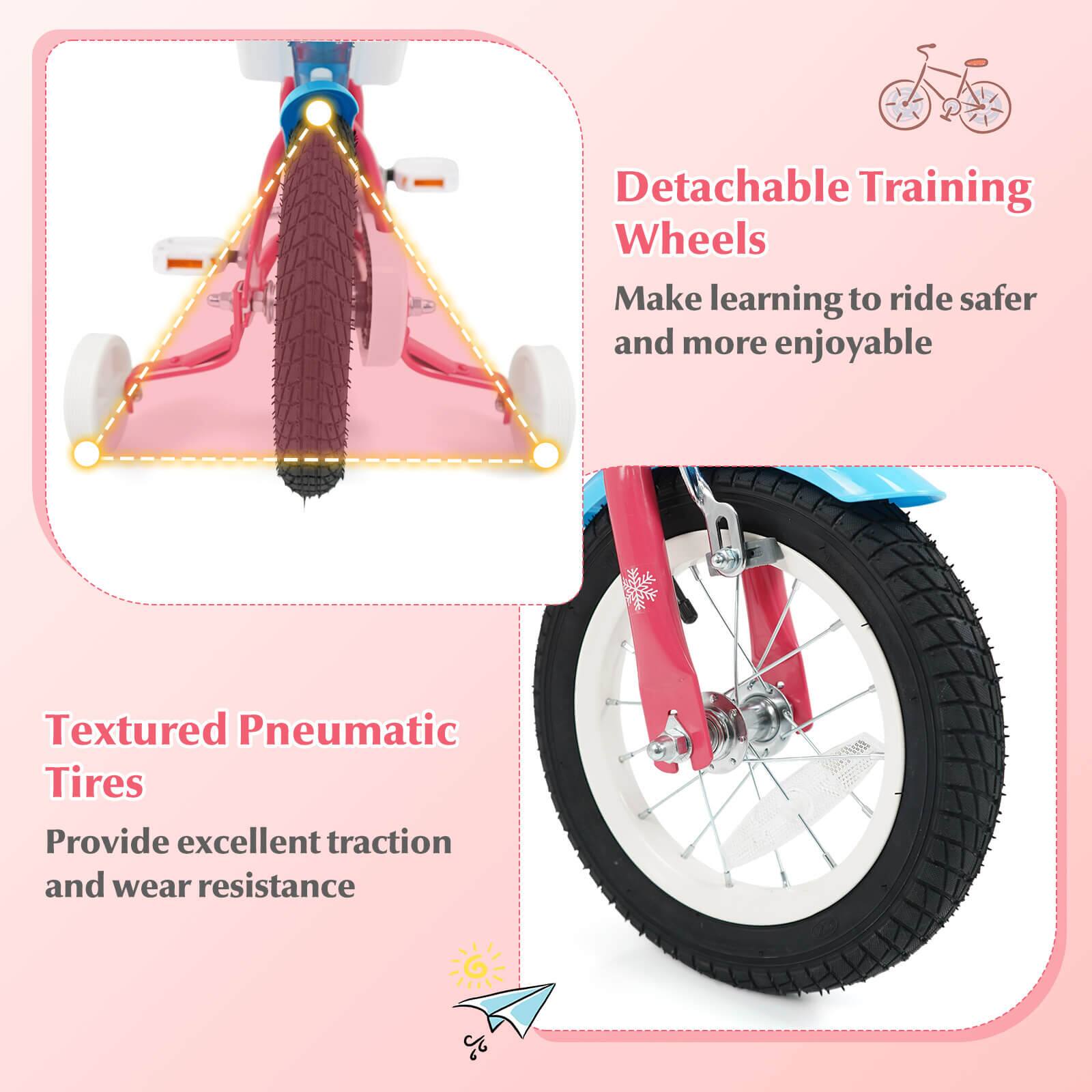 Detachable Training Wheels  
Make learning to ride safer and more enjoyable  

Textured Pneumatic Tires  
Provide excellent traction and wear resistance