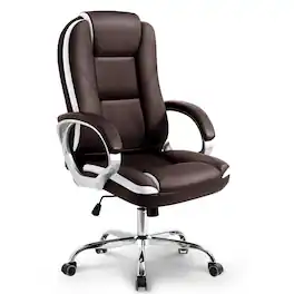 Neo Chair - Ergonomic Gaming Office Chair High Back Adjustable PU Leather Lumbar Support Swivel Rolling Wheels Executive Task Chair - 2. Brown