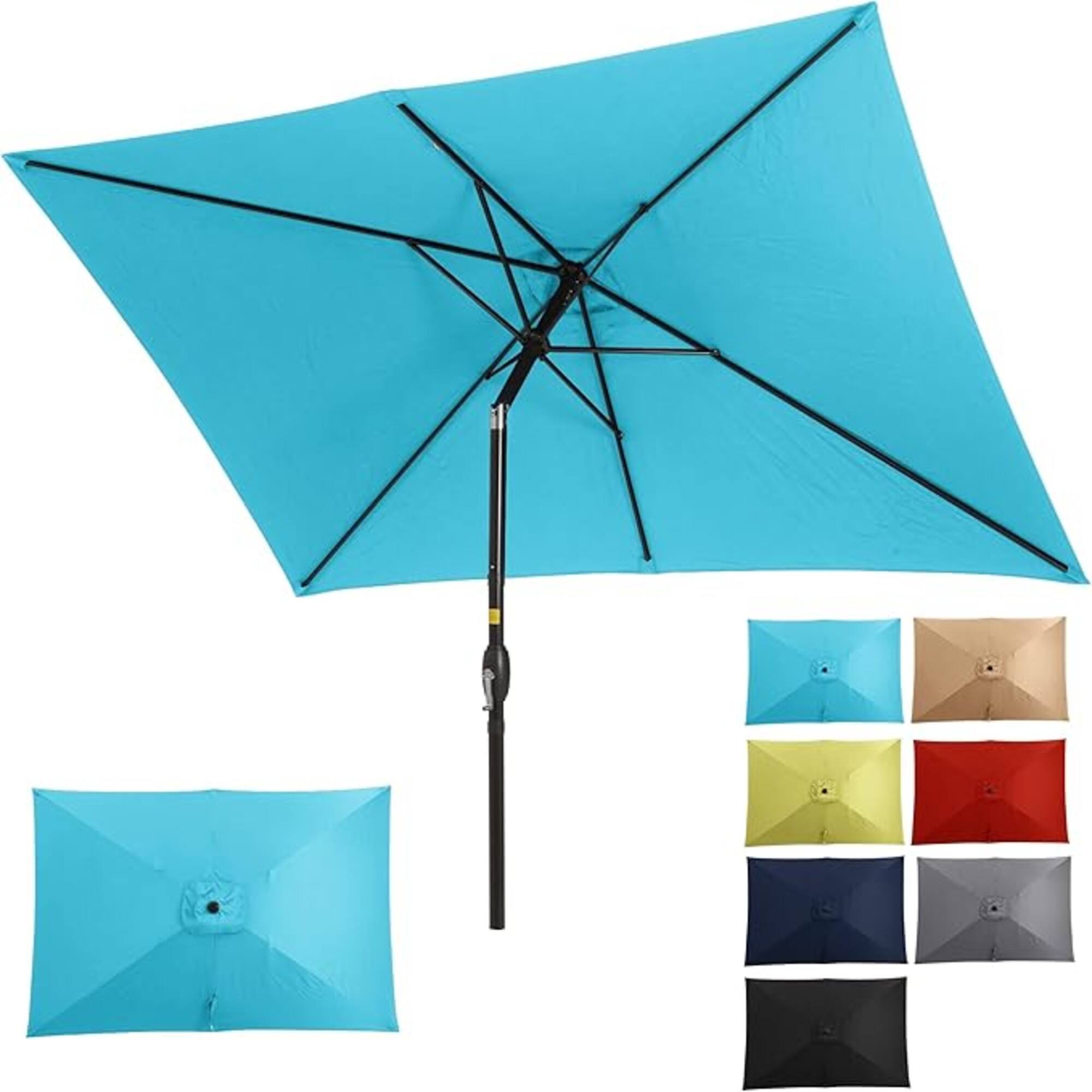 Alt View 7. Mondawe - 6.5 x 10 ft Rectangular Patio Umbrella with Crank, Tilt, Polyester UV-Resistant Canopy - Turquoise.