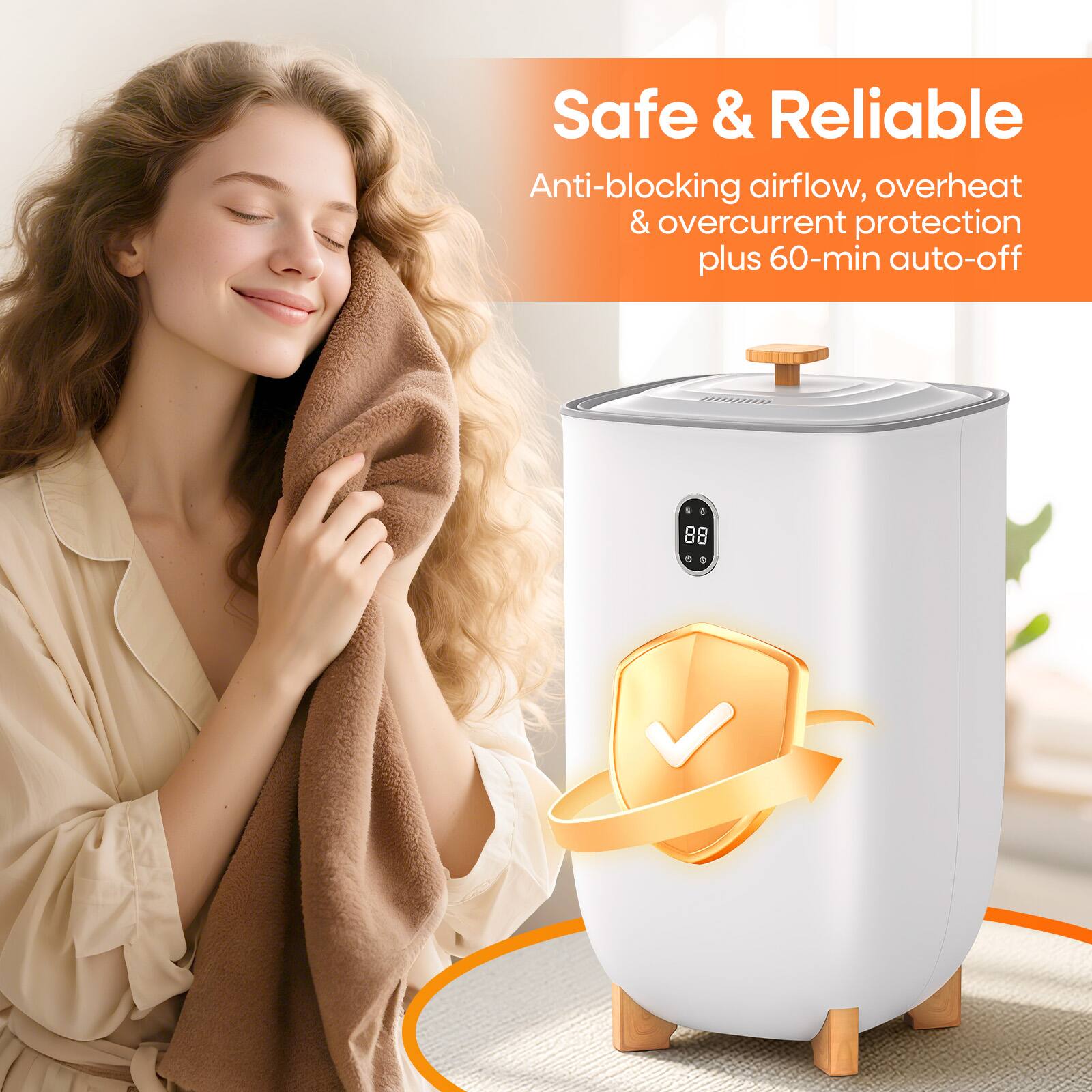 Safe & Reliable  
Anti-blocking airflow, overheat & overcurrent protection plus 60-min auto-off