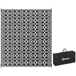 Outsunny - Outdoor Rug for Patio, 8' x 10' Waterproof Large Mat, Reversible Plastic Straw Rug for Décor - Black and White Clover