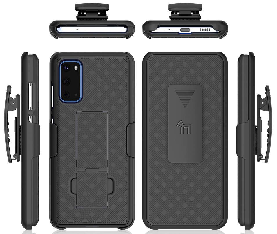 Alt View 8. Nakedcellphone - Case with Stand and Belt Clip Holster for Samsung Galaxy S20 - Black.