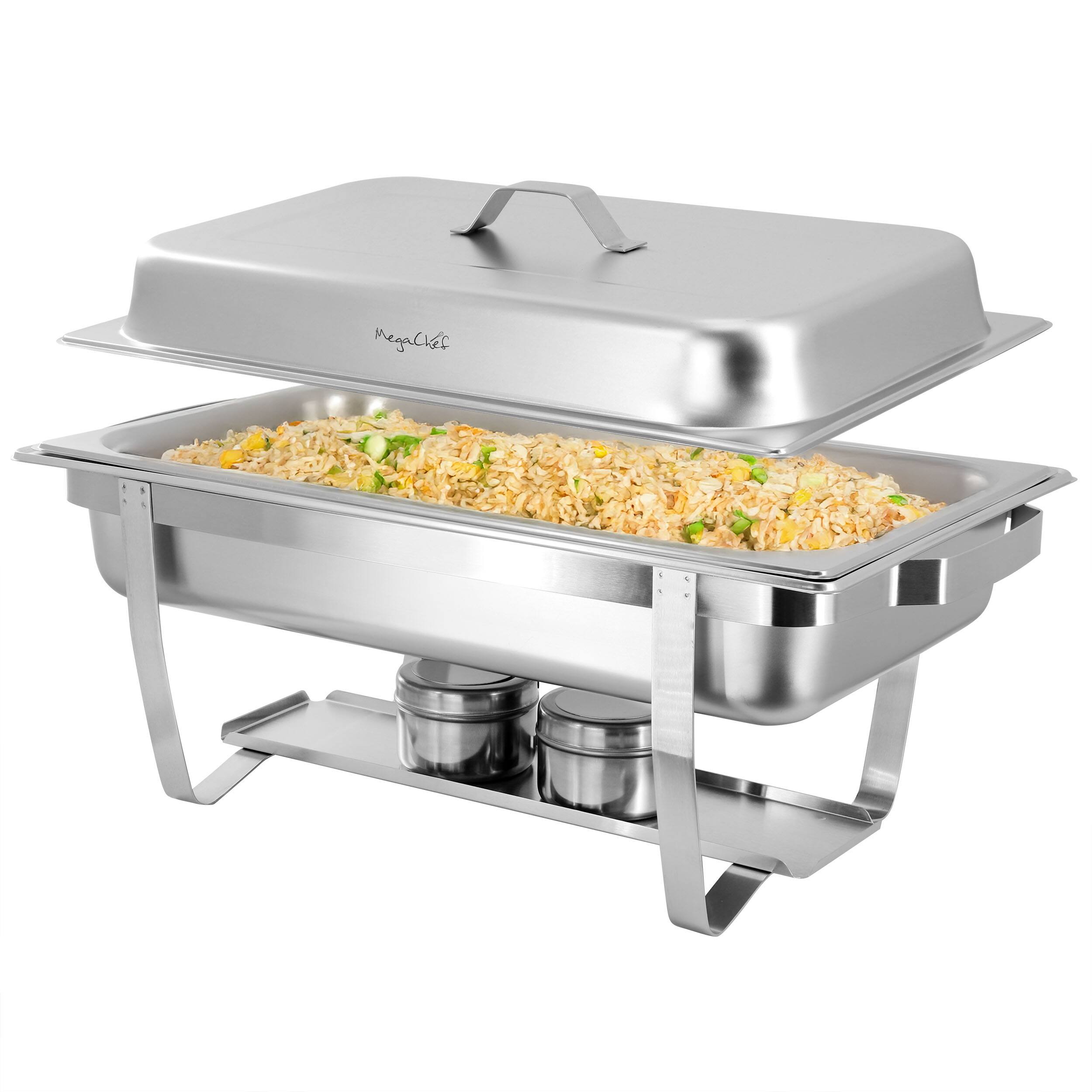 MegaChef - 9.5 Quart Stackable Stainless Steel Professional Chafing Dish/Food Warmer/Buffet Server Serving Dish - Silver