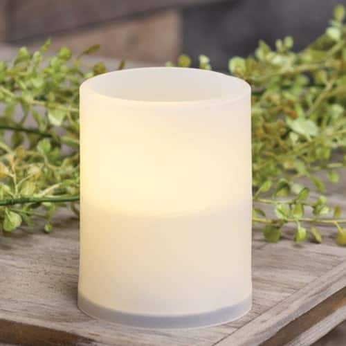 BreeBe - Warm Light Pillar Candle 3x4 - White