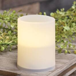 BreeBe - Warm Light Pillar Candle 3x4 - White
