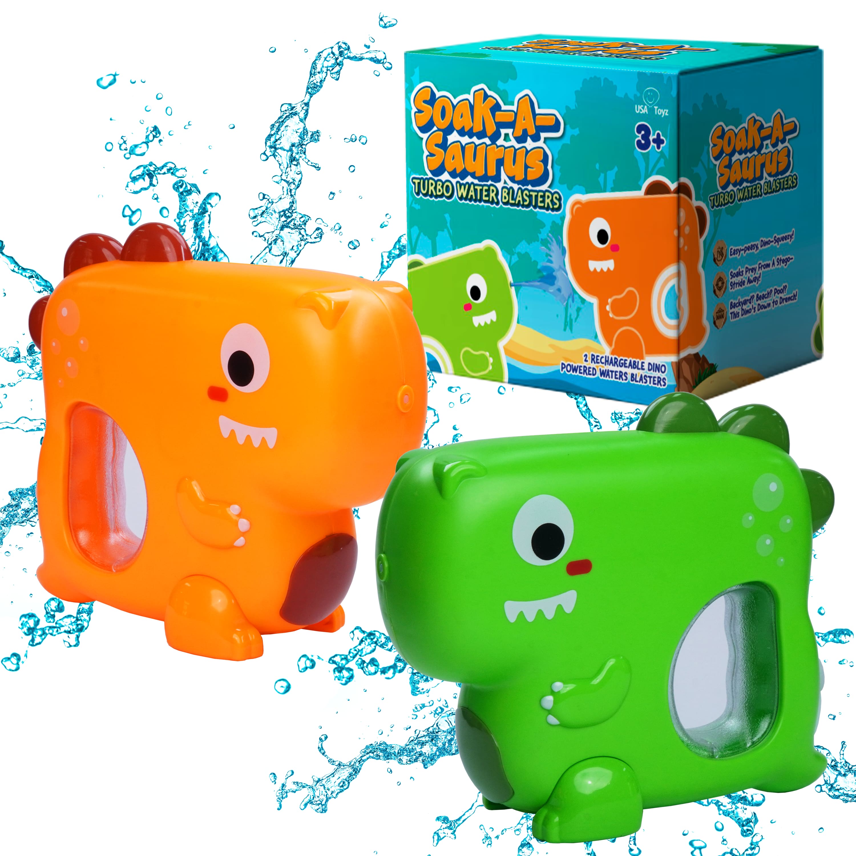 USA Toyz - Green And Orange T-Rex Dino Water Blaster - Multicolor