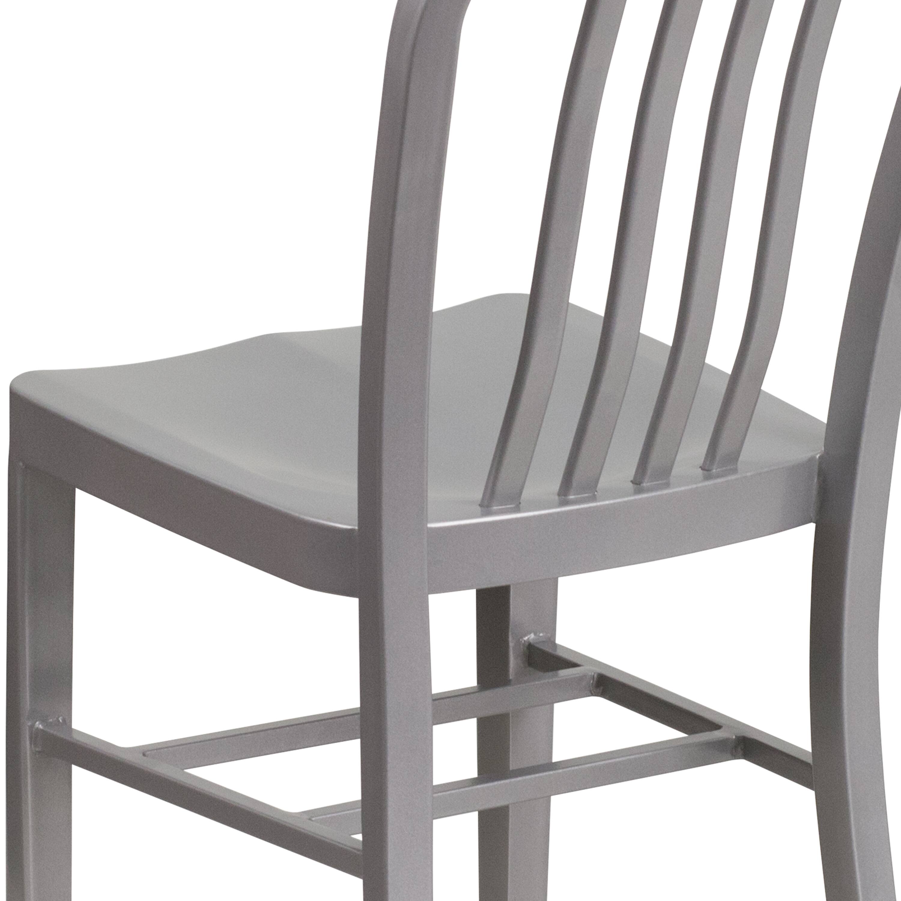 Alt View 8. Emma + Oliver - Commercial Grade Colorful Metal Indoor-Outdoor Chair - Silver.
