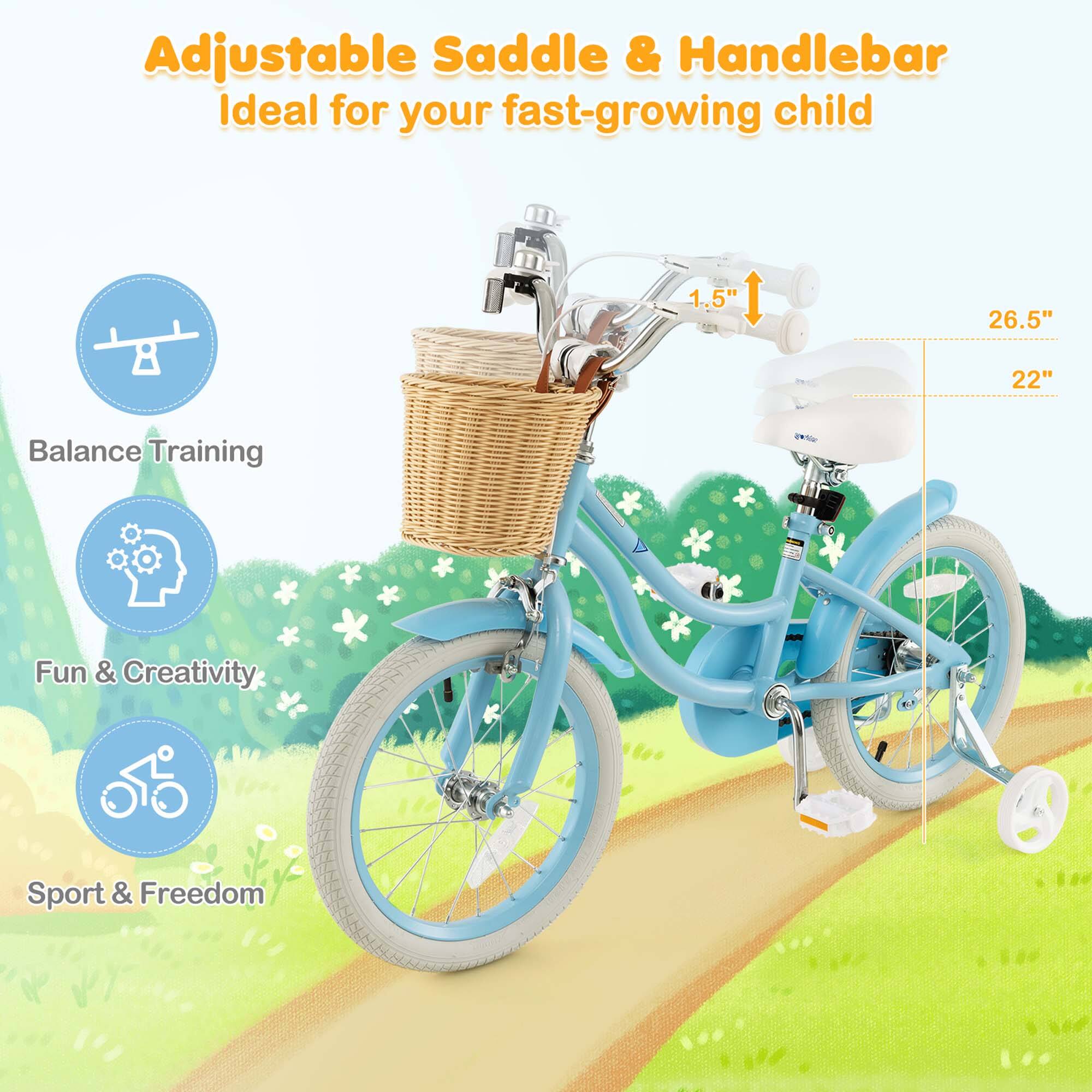 Adjustable Saddle & Handlebar  
Ideal for your fast-growing child  

1.5"  
26.5"  
22"  

Balance Training  
Fun & Creativity  
Sport & Freedom