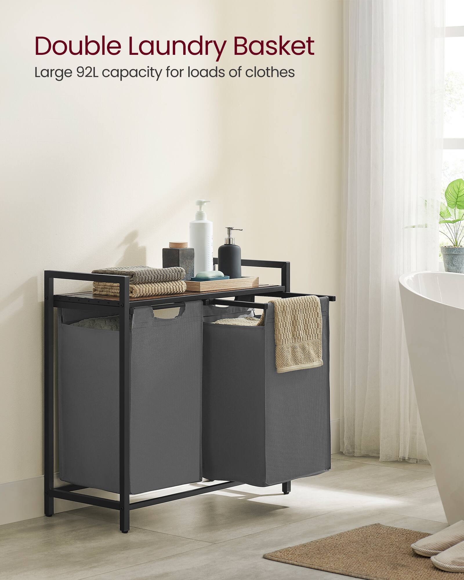 Double Laundry Basket  
Large 92L capacity for loads of clothes