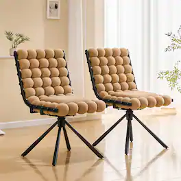 Loheer - Velvet Dining Chairs Set of 2 Bubble Tufted Accent Chairs for Dining Room Kitchen with Black Legs 1.63 ft - Black,Brown