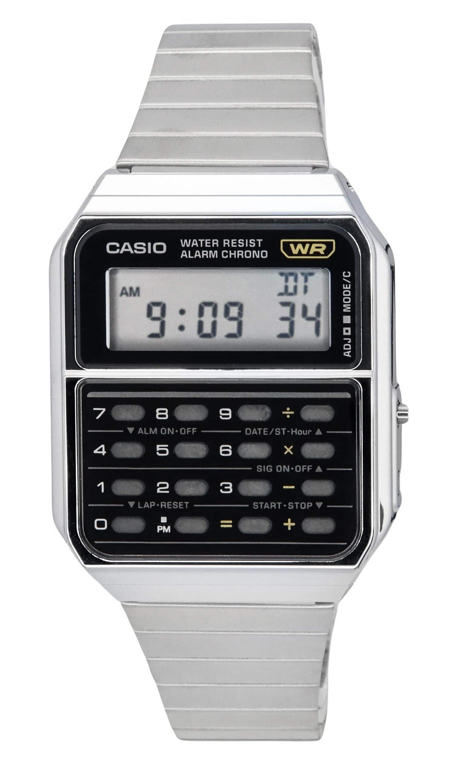 Casio - Vintage Digital Calculator Stainless Steel Quartz CA-500WE-1A Men's Watch - Silver