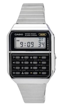 Casio - Vintage Digital Calculator Stainless Steel Quartz CA-500WE-1A Men's Watch - Silver