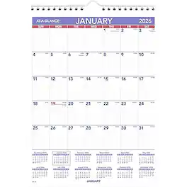 AT-A-GLANCE - 2026 8" x 11" Monthly Wall Calendar, (PM1-28-26) - White/Purple