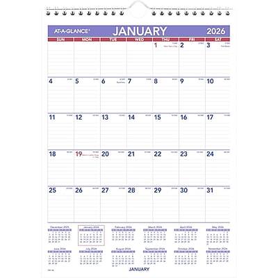 AT-A-GLANCE - 2026 8" x 11" Monthly Wall Calendar, (PM1-28-26) - White/Purple