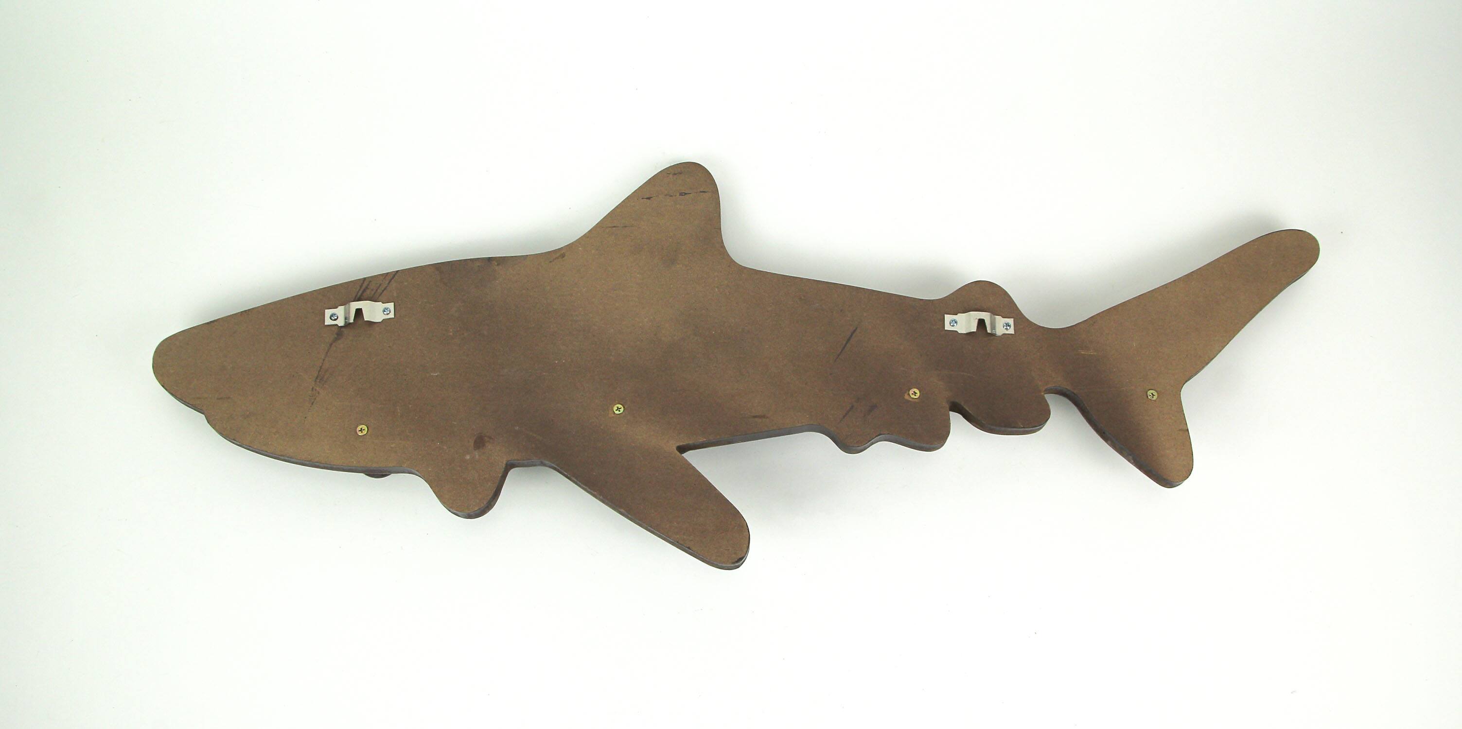 Alt View 3. Zeckos - 33 Inch Distressed Wood Shark Wall Hook Rack Metal Accents Ocean Art Sculpture - Brown.
