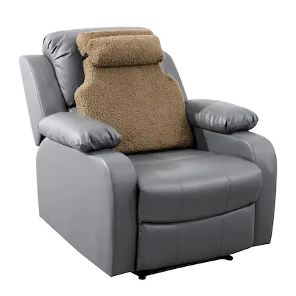 Front. Fabibe - Sherpa Fleece Lumbar Support Pillow with Headrest for Recliner,Memory Foam Recliner Chair Cushion for Back Pain - Khaki.