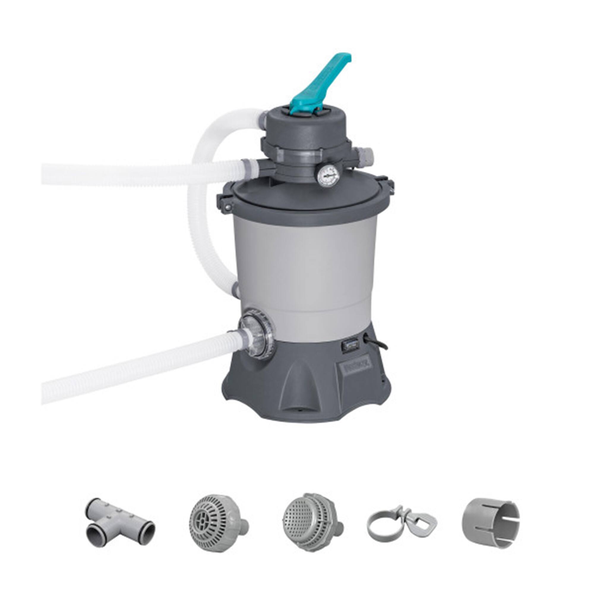 Front. Bestway - Bestway 950 Gallon Sand Filter Pump for Above Ground Outdoor Swimming Pools - Gray.