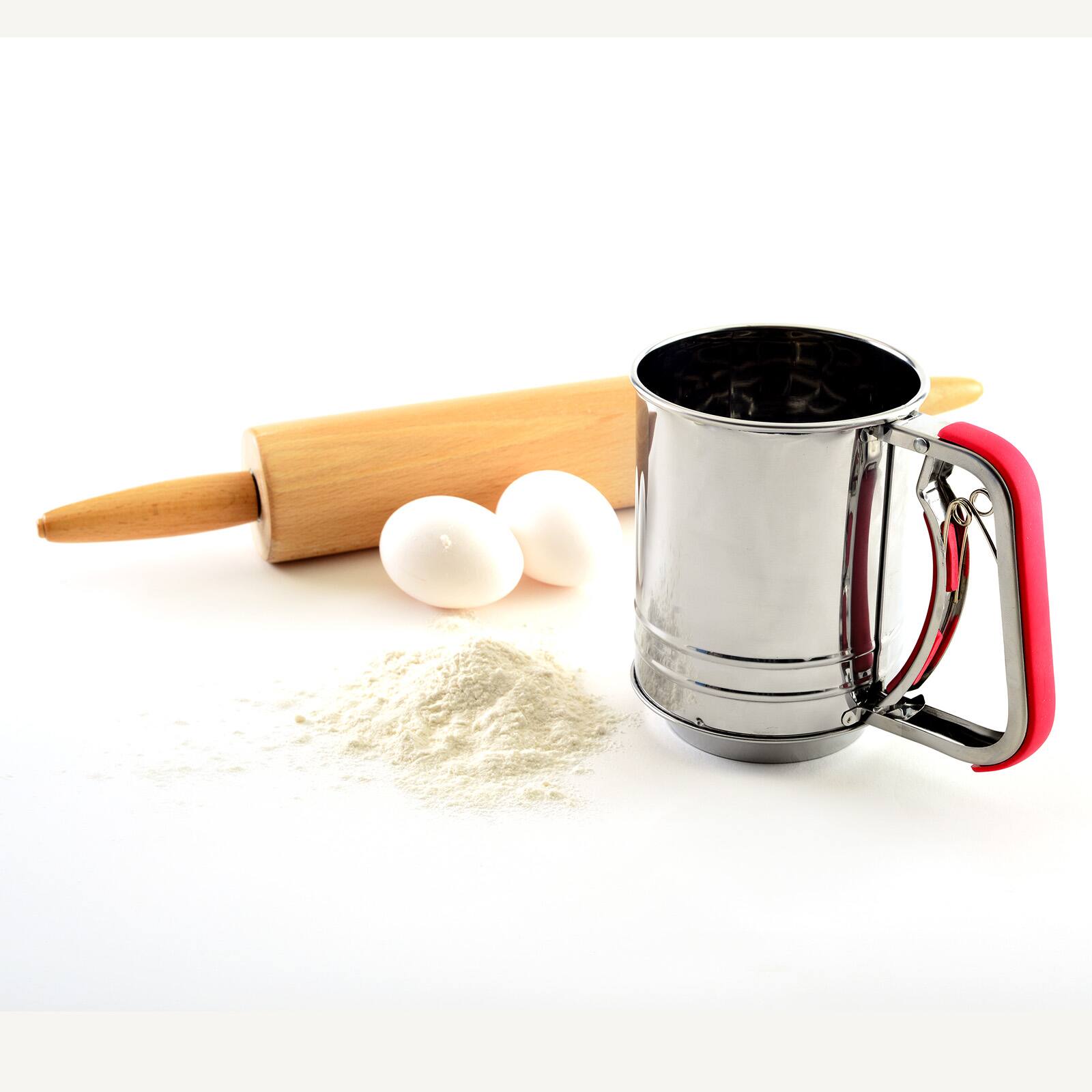 Alt View 3. Norpro - Stainless Steel Flour Sifter, 3 Cup, Hand Crank - Wilv.